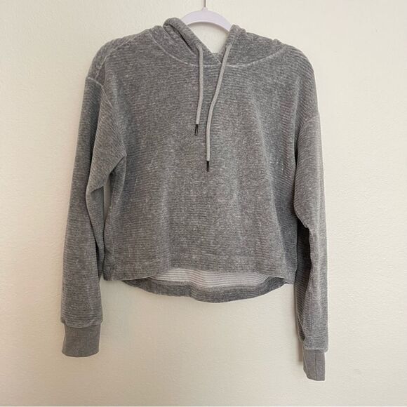 Tavi Noir Gray Ribbed Velour Hoodie Size Small - Picture 1 of 3